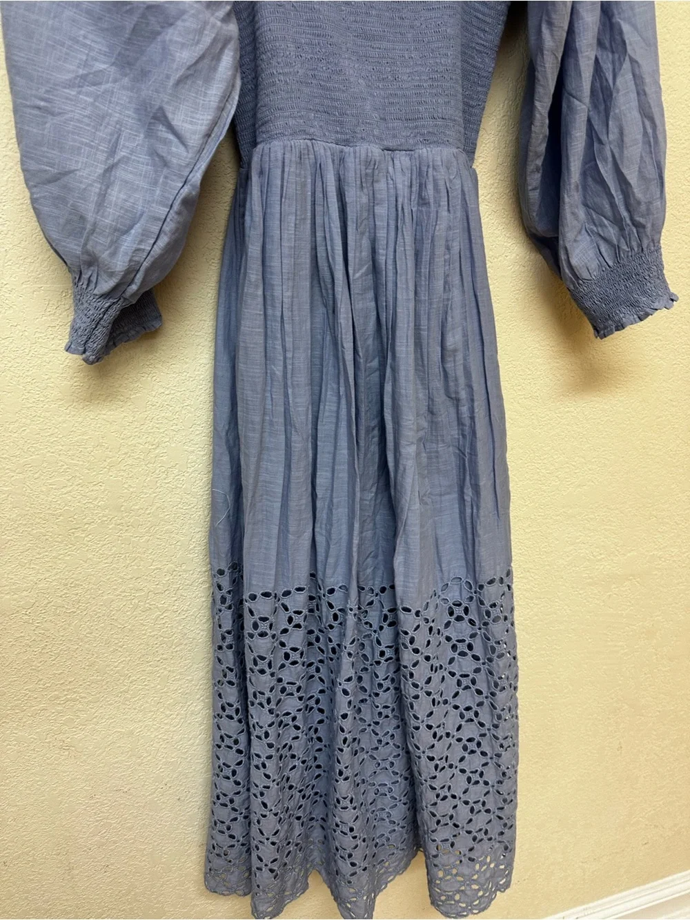 Free people Perfect Storm eyelet Midi Smocked Dress size XS
